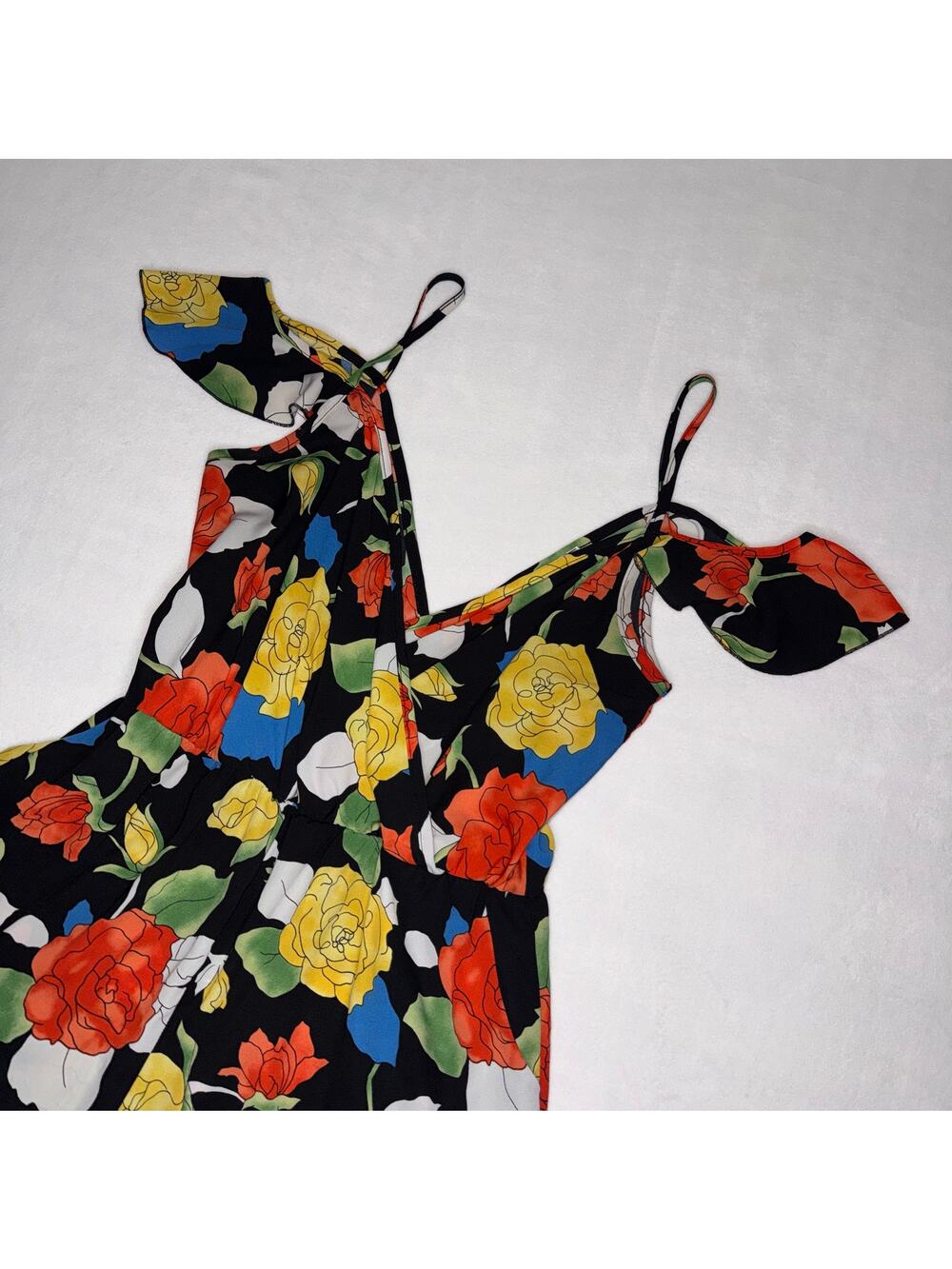 Colorful Floral Blue Elephant L Romper